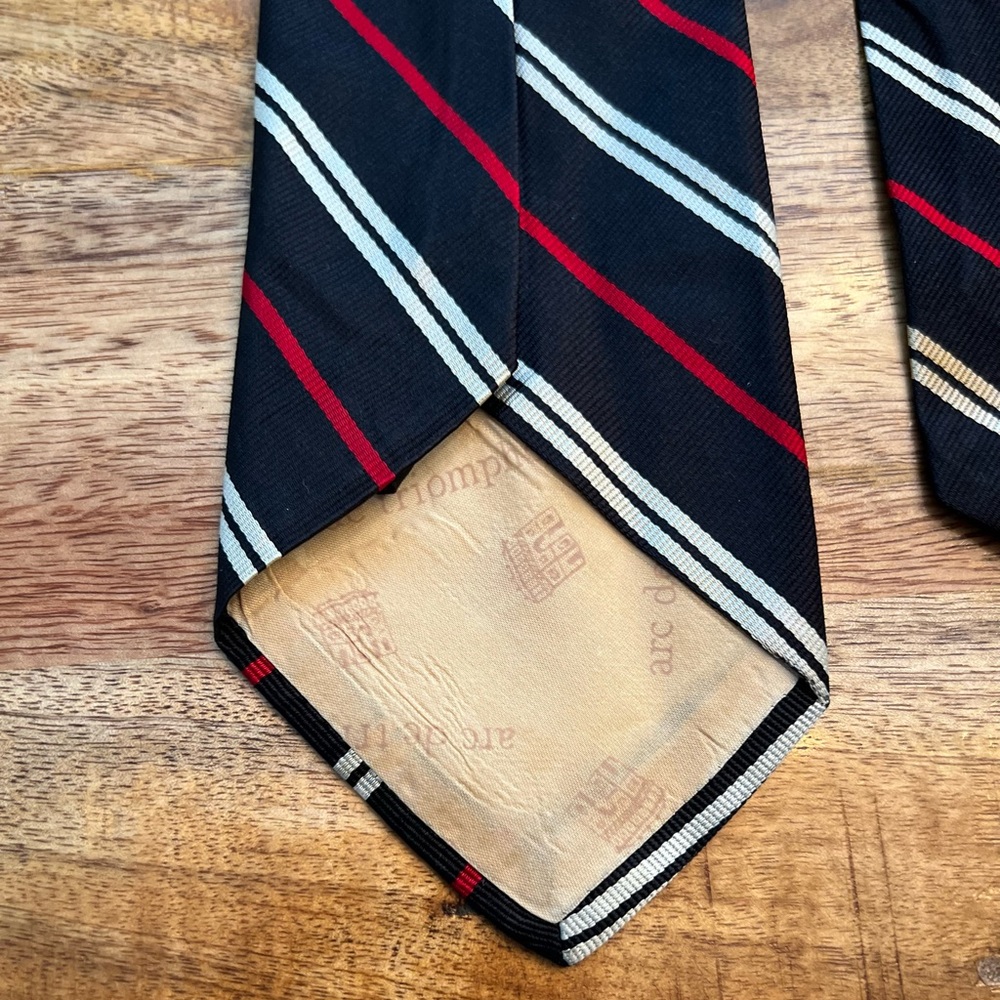 Classic Black Red Striped Silk Tie - Picture 7 of 9